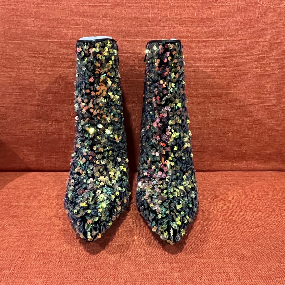 INC International Concepts Gold Sequin Heeled Boots - Picture 6 of 11